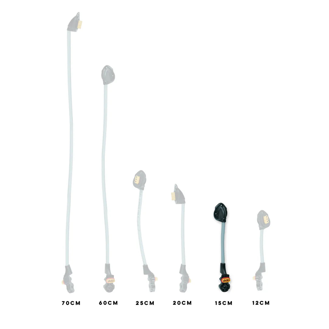 The 15 cm Foil Drive Removable v2 Motor Cable in comparison to the other sizes.