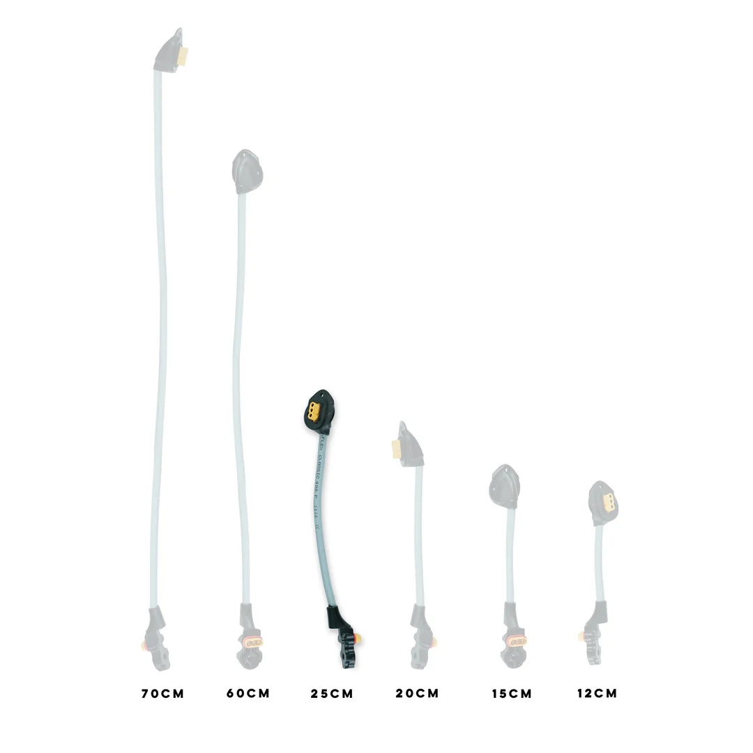 The 25 cm Foil Drive Removable v2 Motor Cable in comparison to the other sizes.