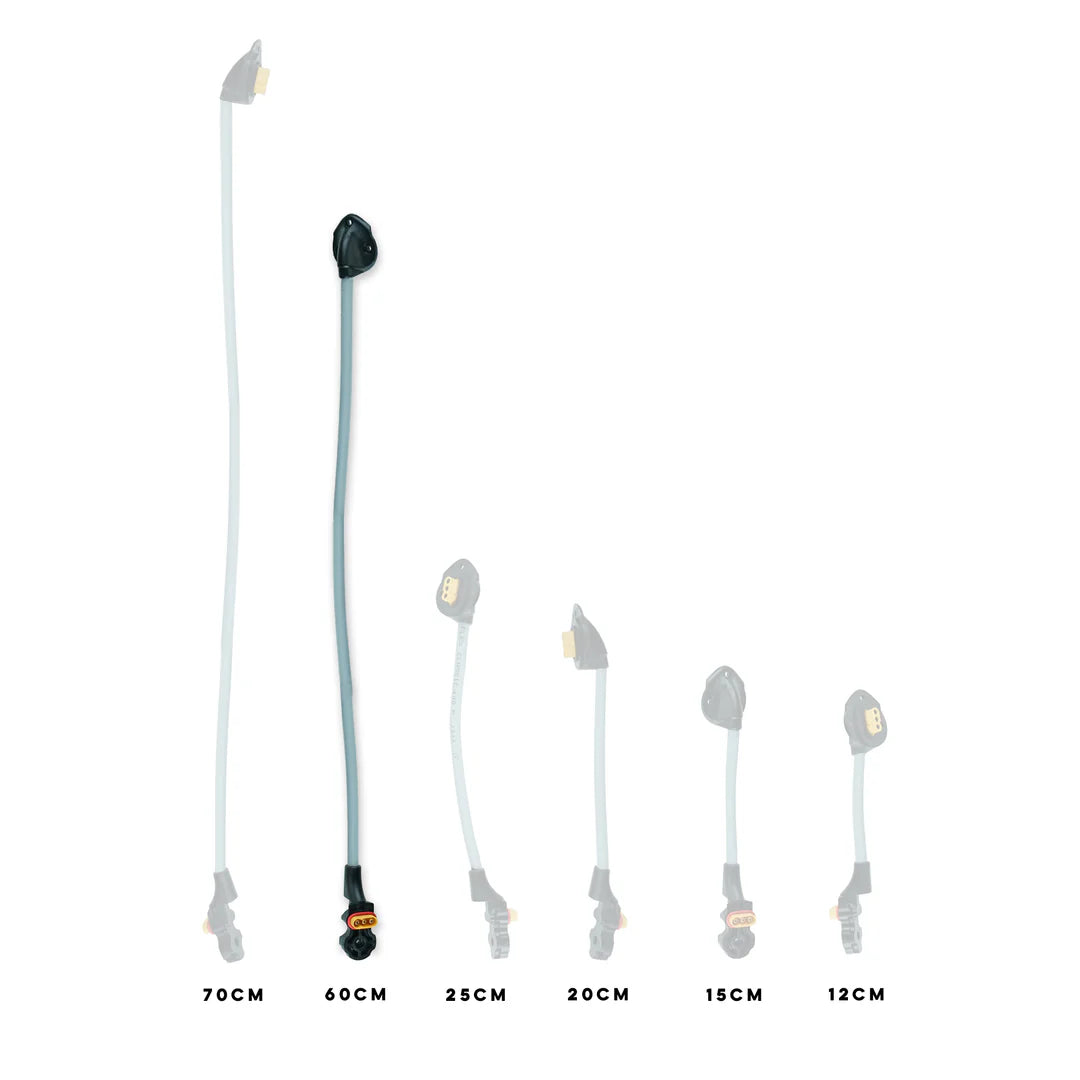 The 60 cm Foil Drive Removable v2 Motor Cable in comparison to the other sizes.