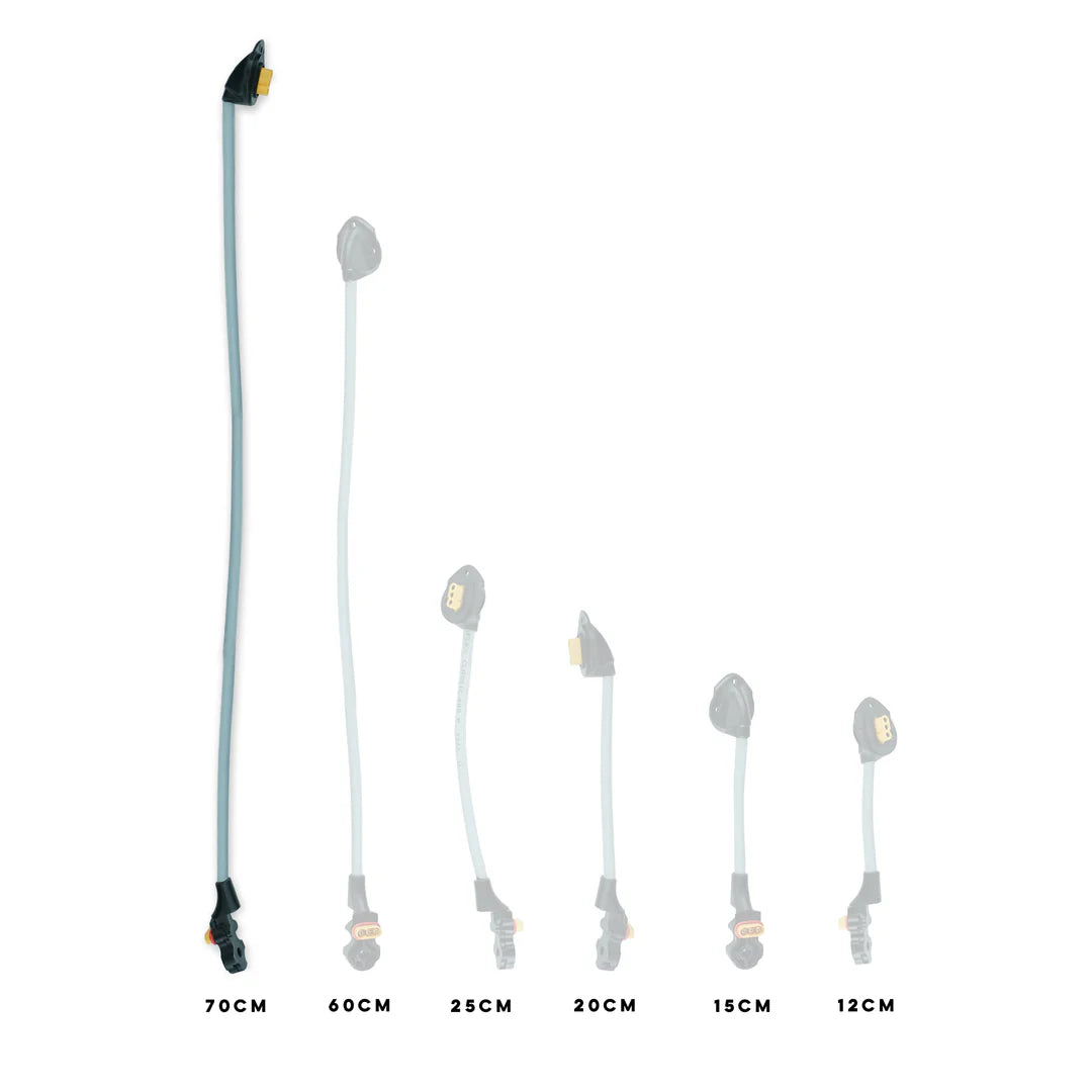 The 70 cm Foil Drive Removable v2 Motor Cable in comparison to the other sizes.