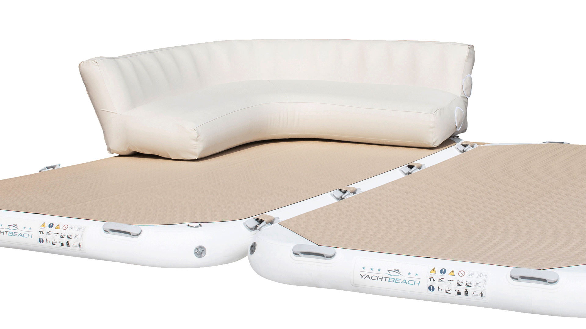 Ein sauberes Bild des Yacht Beach Air Sofas in Weiß und Beige.