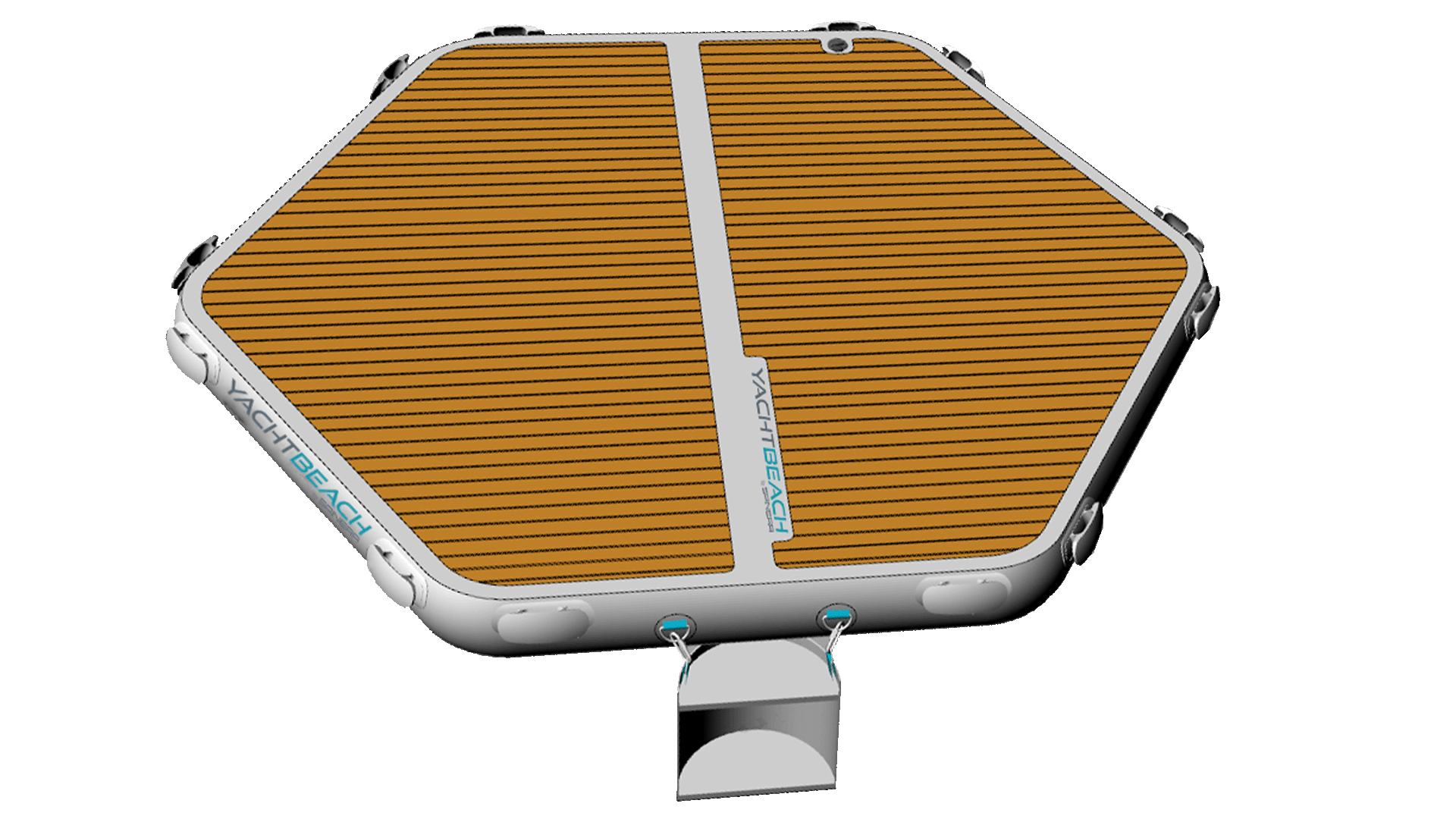 Una limpia foto de producto de una tarima flotante hexagonal en colores blanco y marrón.